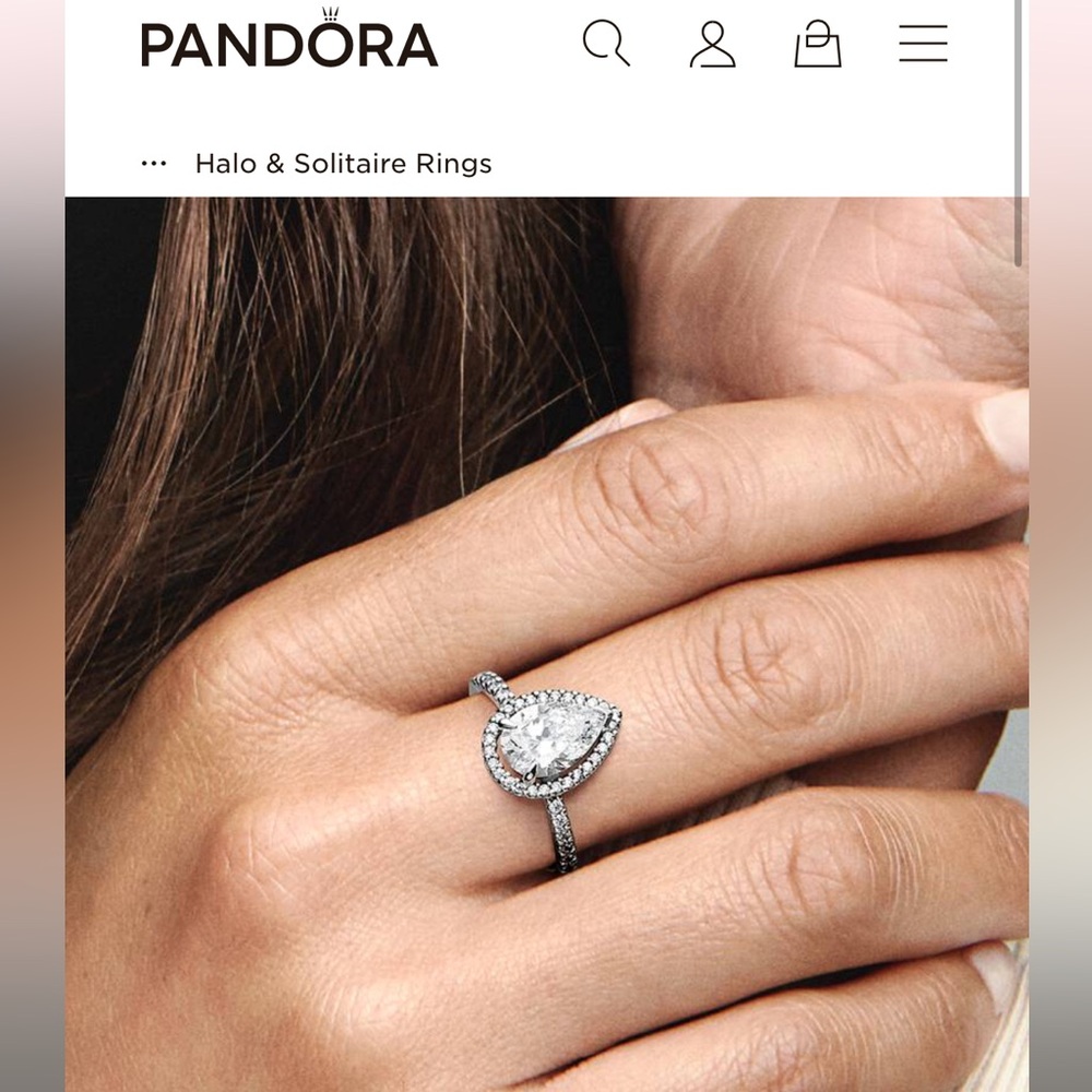 SOLD-Pandora Silver Teardrop Halo Ring